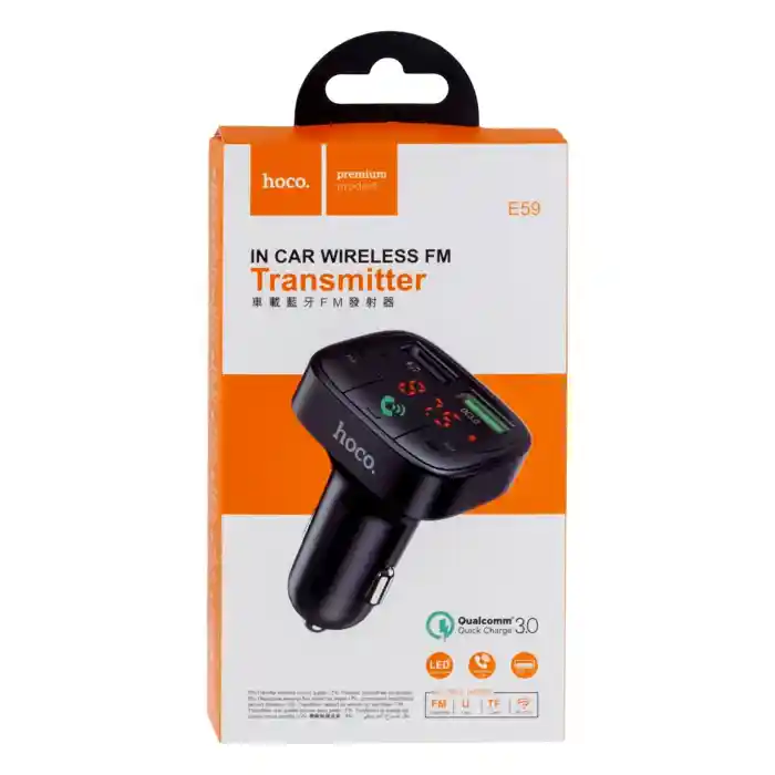 HOCO E59 Dual USB Car Charger With Bluetooth FM Transmitter